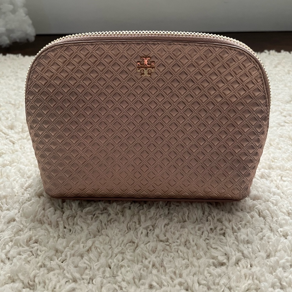 EUC Tory Burch Cosmetic Case, Rose Gold